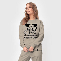 Костюм хлопковый женский Император нуждается в тебе! трафарет, цвет: миндальный — фото 2