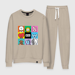 Костюм хлопковый женский BT21 BTS к-поп, цвет: миндальный