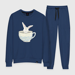 Костюм хлопковый женский Кролик в чашке, цвет: тёмно-синий
