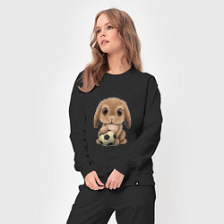 Костюм хлопковый женский Футбол - Кролик, цвет: черный — фото 2