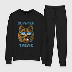 Костюм хлопковый женский Beach bear - summer theme, цвет: черный