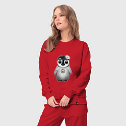 Костюм хлопковый женский Мир - Пингвин, цвет: красный — фото 2