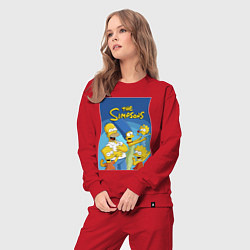 Костюм хлопковый женский Семейка Симпсонов - Гомер, Мардж и их отпрыски, цвет: красный — фото 2