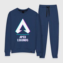 Костюм хлопковый женский Apex Legends в стиле glitch и баги графики, цвет: тёмно-синий