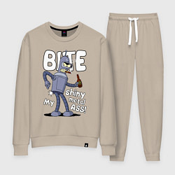 Костюм хлопковый женский Bender shiny ass, цвет: миндальный