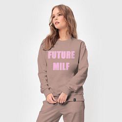 Костюм хлопковый женский Future milf, цвет: пыльно-розовый — фото 2