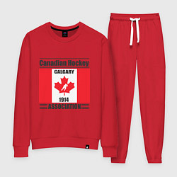 Костюм хлопковый женский Федерация хоккея Канады, цвет: красный