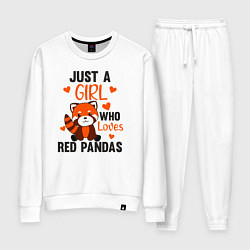 Костюм хлопковый женский Просто девочка которая любит красных панд, цвет: белый