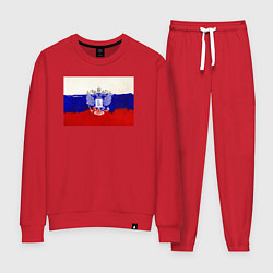 Костюм хлопковый женский Флаг России - акварель, цвет: красный