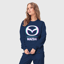Костюм хлопковый женский Значок Mazda в стиле glitch, цвет: тёмно-синий — фото 2