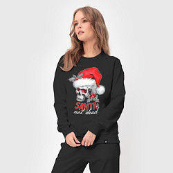 Костюм хлопковый женский Santa is not dead, цвет: черный — фото 2