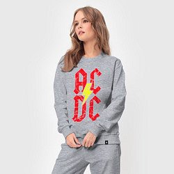 Костюм хлопковый женский AC DC logo, цвет: меланж — фото 2
