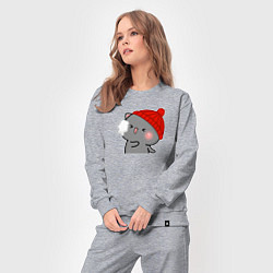 Костюм хлопковый женский Игра в снежки - серый котик, цвет: меланж — фото 2