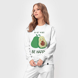 Костюм хлопковый женский Dont worry be happy - avocado, цвет: белый — фото 2