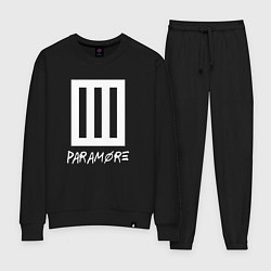 Костюм хлопковый женский Paramore логотип, цвет: черный