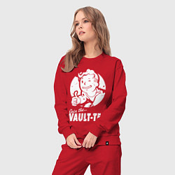 Костюм хлопковый женский Vault boy - join the vault tec, цвет: красный — фото 2