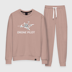 Костюм хлопковый женский Drones pilot, цвет: пыльно-розовый
