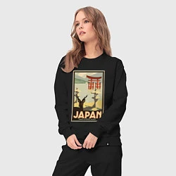 Костюм хлопковый женский Япония винтаж природа, цвет: черный — фото 2