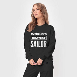 Костюм хлопковый женский Worlds okayest sailor, цвет: черный — фото 2