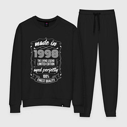 Костюм хлопковый женский Made in 1998 retro old school, цвет: черный