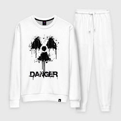Костюм хлопковый женский Danger radiation symbol, цвет: белый