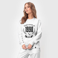 Костюм хлопковый женский Сделано в 1990 году в СССР - серп и молот, цвет: белый — фото 2