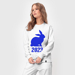 Костюм хлопковый женский 2023 силуэт кролика синий, цвет: белый — фото 2