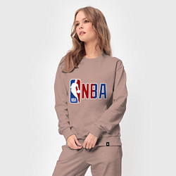Костюм хлопковый женский NBA - big logo, цвет: пыльно-розовый — фото 2