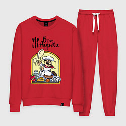 Костюм хлопковый женский Повар: приятного аппетита, цвет: красный