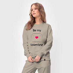 Костюм хлопковый женский Be my valentine - валентинка, цвет: миндальный — фото 2