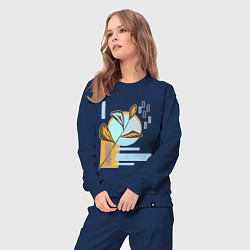 Костюм хлопковый женский Минималистский абстрактный рисунок, цвет: тёмно-синий — фото 2