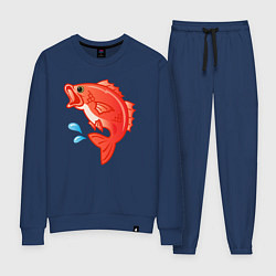 Костюм хлопковый женский Красный лещ морской, цвет: тёмно-синий