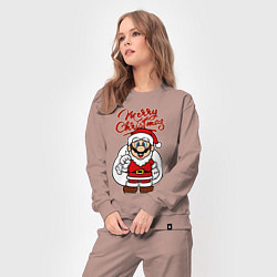 Костюм хлопковый женский Christmas Mario, цвет: пыльно-розовый — фото 2