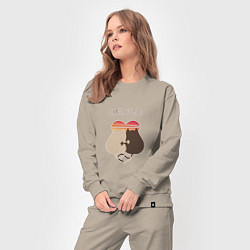 Костюм хлопковый женский Коты на закате, цвет: миндальный — фото 2