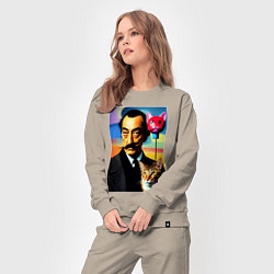 Костюм хлопковый женский Salvador Dali and cat, цвет: миндальный — фото 2