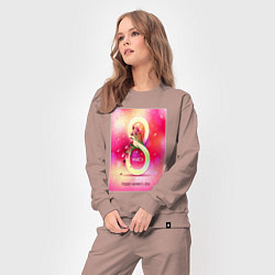 Костюм хлопковый женский Женский день с тюльпанами, цвет: пыльно-розовый — фото 2