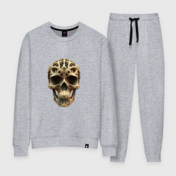 Костюм хлопковый женский Резной череп, цвет: меланж