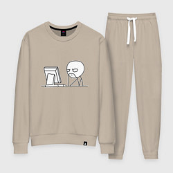 Костюм хлопковый женский Мемный программист, цвет: миндальный