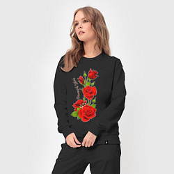 Костюм хлопковый женский Прекрасная Слава - букет из роз, цвет: черный — фото 2