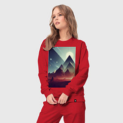 Костюм хлопковый женский Геометрические горы, цвет: красный — фото 2
