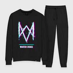 Костюм хлопковый женский Watch Dogs в стиле glitch и баги графики, цвет: черный