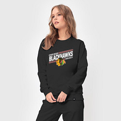 Костюм хлопковый женский Чикаго Блэкхокс название команды и логотип, цвет: черный — фото 2