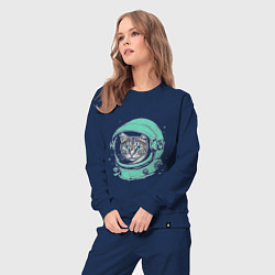Костюм хлопковый женский Котик астронавт, цвет: тёмно-синий — фото 2