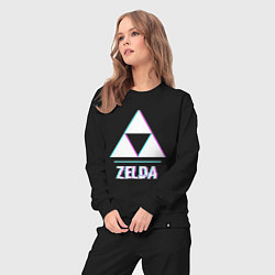 Костюм хлопковый женский Zelda в стиле glitch и баги графики, цвет: черный — фото 2