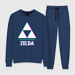Костюм хлопковый женский Zelda в стиле glitch и баги графики, цвет: тёмно-синий