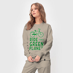 Костюм хлопковый женский Ride for a green planet, цвет: миндальный — фото 2