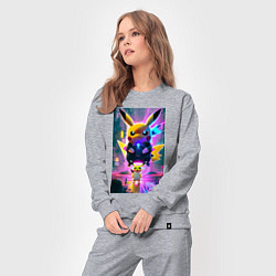 Костюм хлопковый женский Stand of Pikachu - city fantasy, цвет: меланж — фото 2