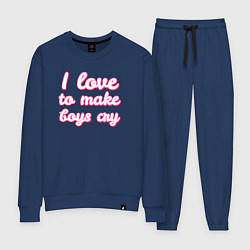 Костюм хлопковый женский I love to make boys cry барби стиль, цвет: тёмно-синий