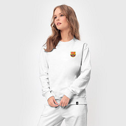 Костюм хлопковый женский ФК Барселона эмблема, цвет: белый — фото 2