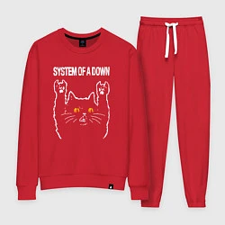 Костюм хлопковый женский System of a Down rock cat, цвет: красный
